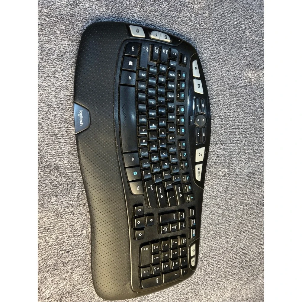 Logitech K350 Wireless Wave Keyboard Ergonomic Black Y-R0053 820-002546-No USB.